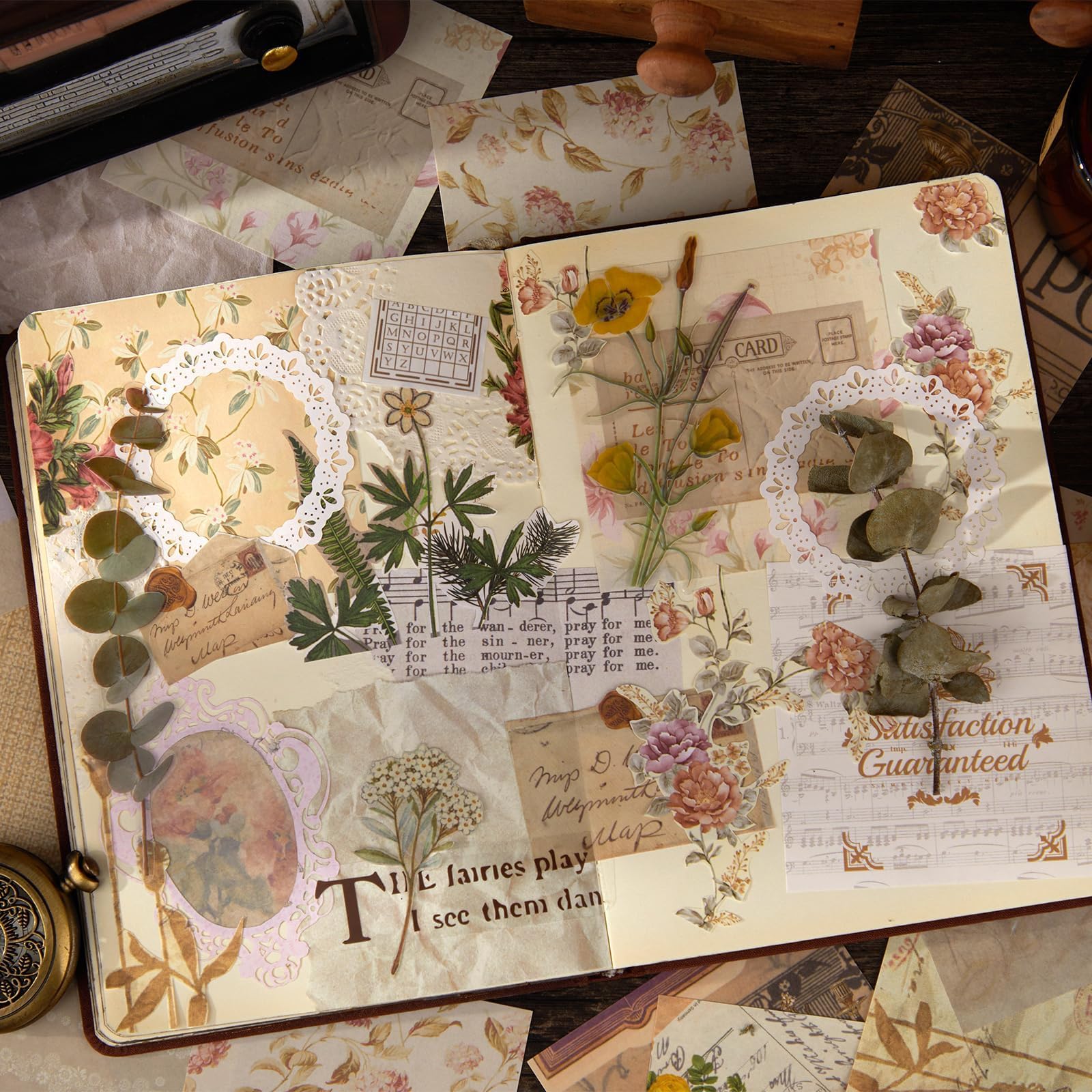 コラージュ 素材 デザインペーパー 便せん レトロ 詰め合わせ 6